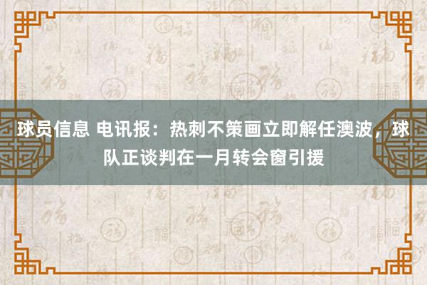 球员信息 电讯报：热刺不策画立即解任澳波，球队正谈判在一月转会窗引援