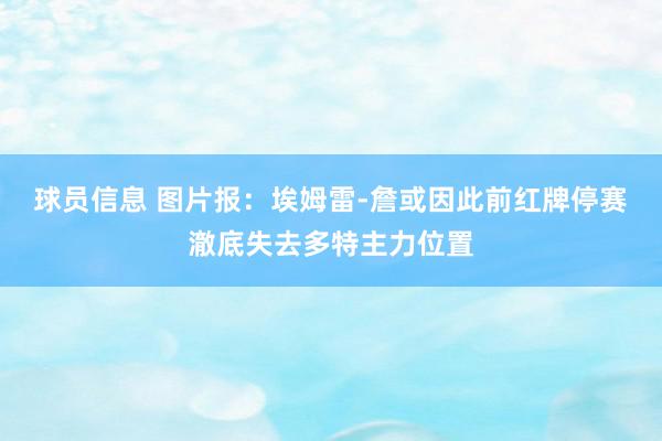 球员信息 图片报：埃姆雷-詹或因此前红牌停赛澈底失去多特主力位置