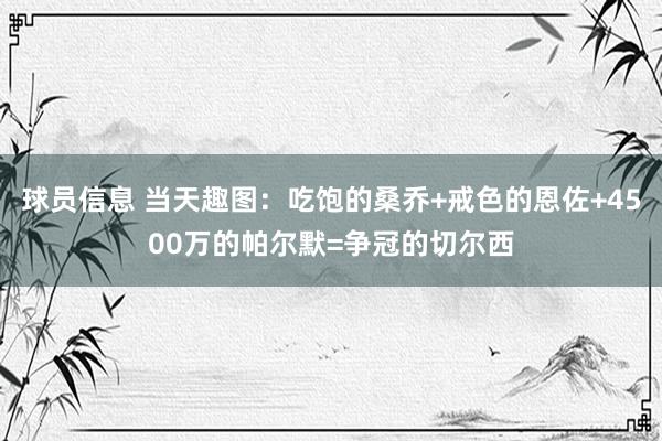 球员信息 当天趣图：吃饱的桑乔+戒色的恩佐+4500万的帕尔默=争冠的切尔西