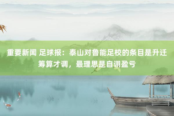 重要新闻 足球报：泰山对鲁能足校的条目是升迁筹算才调，最理思是自诩盈亏