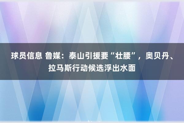 球员信息 鲁媒：泰山引援要“壮腰”，奥贝丹、拉马斯行动候选浮出水面