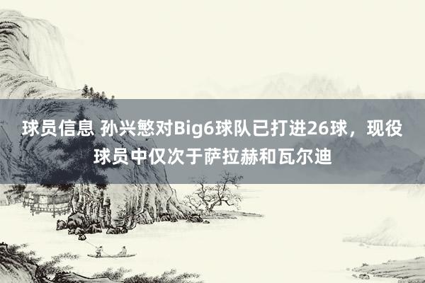 球员信息 孙兴慜对Big6球队已打进26球，现役球员中仅次于萨拉赫和瓦尔迪